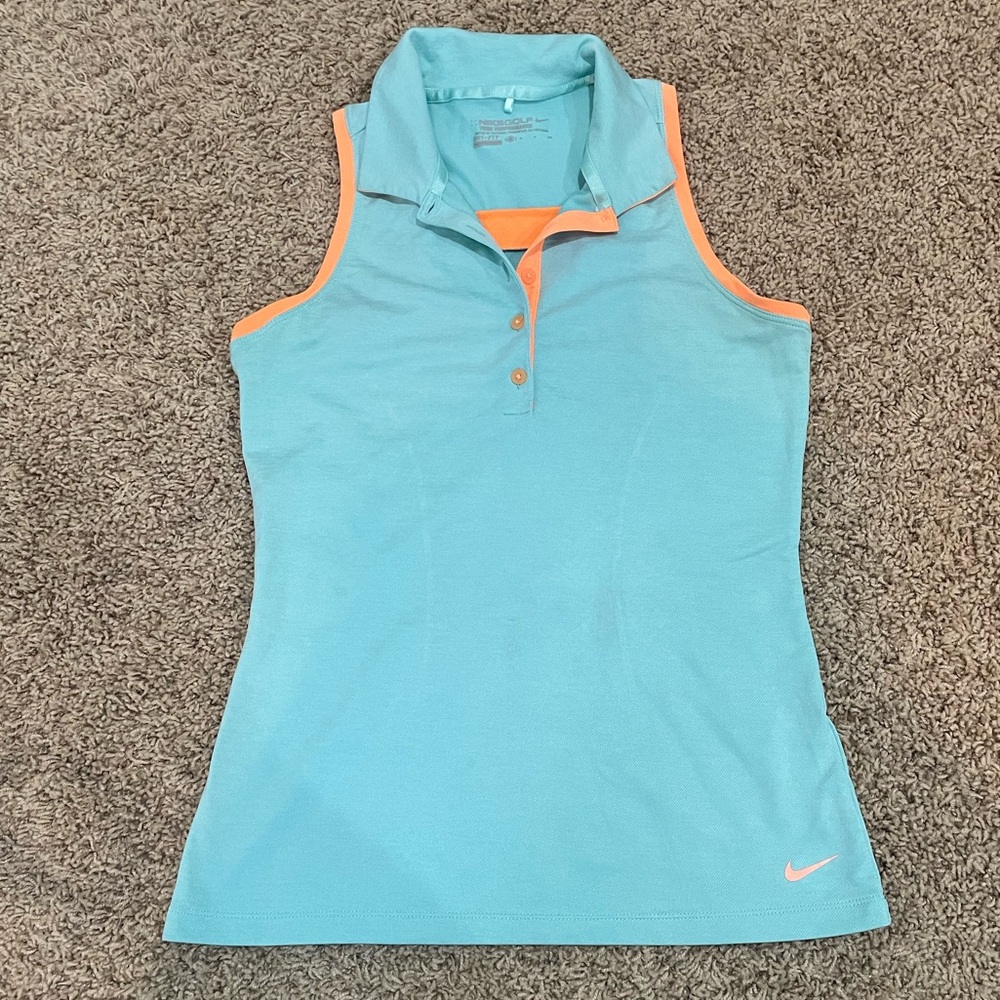 Nike Golf Tour Women's Aqua and Orange Tank Top